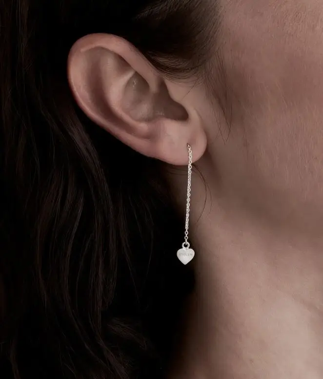 Stolen SS Heart Threader Earrings - Image 2
