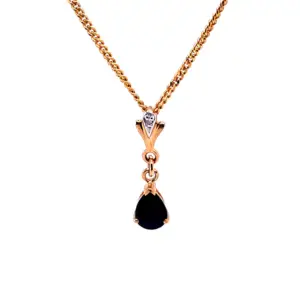 Pear Sapphire & Diamond Pendant