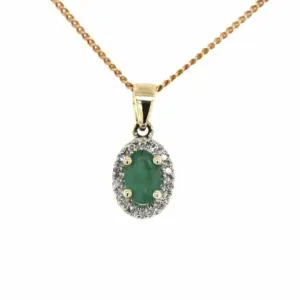 Emerald & Diamond Oval Pendant