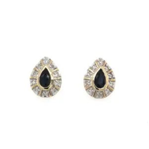 Sapphire & Diamond Pear Studs