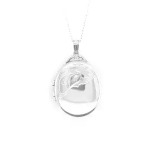 Silver Oval Engraved Locket