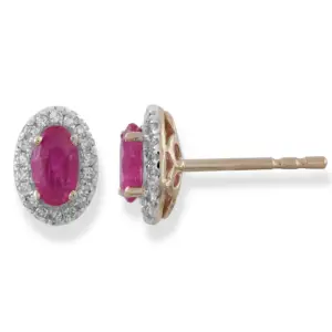 9ct Yellow Gold Ruby & Diamond Earrings