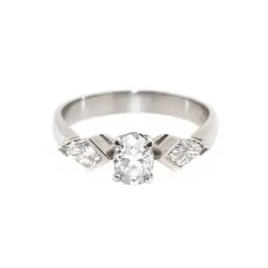 Platinum Oval & Kite Diamond Ring