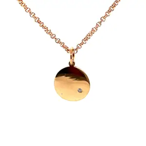 9ct Rose Round Disk Pendant