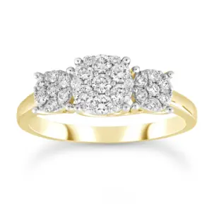 Three Stone Illusion Cluster Diamond Ring