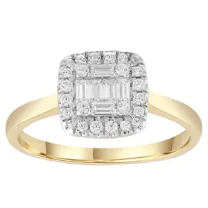 9ct Gold Cushion Cluster Ring