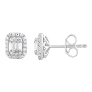 Rectangle Diamond Cluster Studs