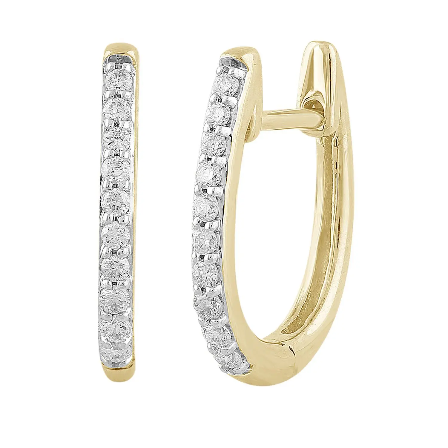 9ct Gold Diamond Huggie Hoops