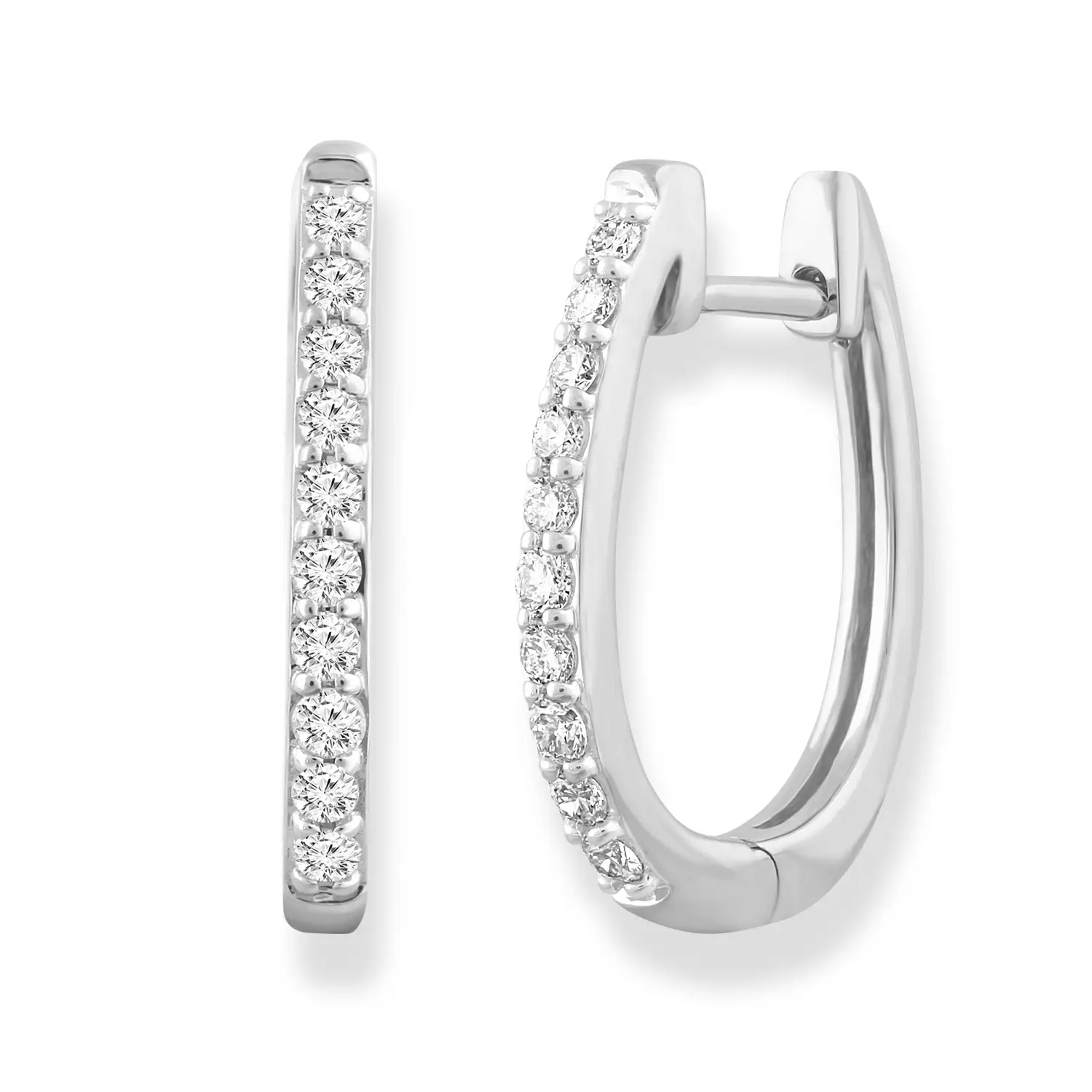 9ct Gold Diamond Huggie Hoops - Image 3