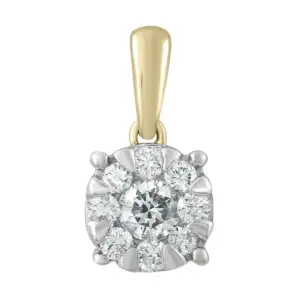 9ct Yellow Gold Diamond Cluster Pendant