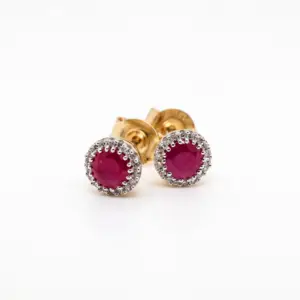 Ruby Halo Diamond  Studs