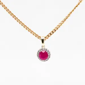 Ruby Halo Diamond Pendant