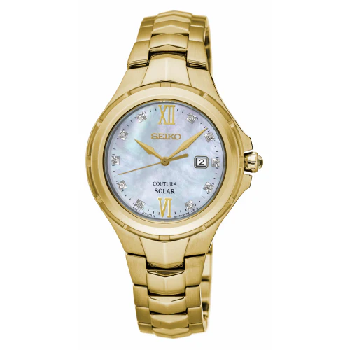 Seiko Ladies Gold Solar Watch SUT310P - Grieve Diamond Jeweller