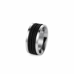 Stainless Steel and Black Ring