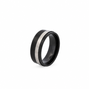 Polished Ion Plated Black & Brushed Stainless Steel Ring
