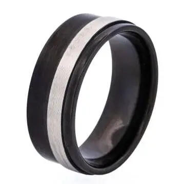 Polished Ion Plated Black & Brushed Stainless Steel Ring