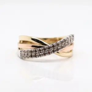 Tritone Crossover Diamond Dress Ring