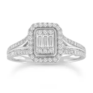 Emerald Cluster Engagement Ring