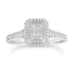 Emerald Cluster Engagement Ring