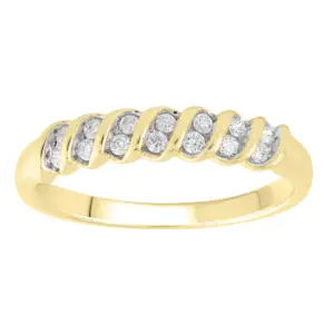 9ct Yellow Gold Diamond 14 Channel Band .15ct