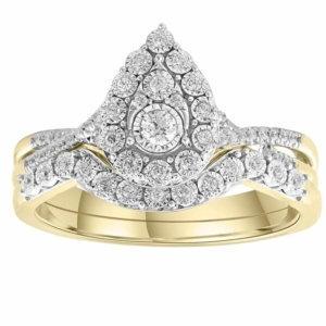 9ct Yellow Gold Diamond Pear Eternity Set .25 TDW