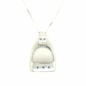 Stirling Silver Sapphire Set Stirrup Pendant