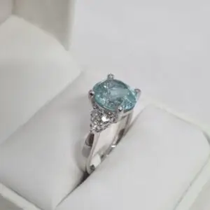 Platinum 4.21ct Oval Papaiba & Diamond Ring