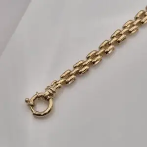 9CT YELLOW GOLD LINK BOX  BRACELET 20CM