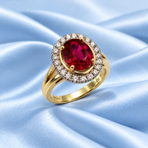 18ct Gold Recrystallized Ruby 4.94ct & Dia Ring