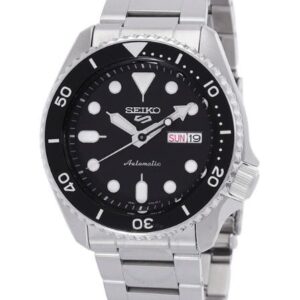 Seiko Stainless-Steel Black Face Sports Watch
