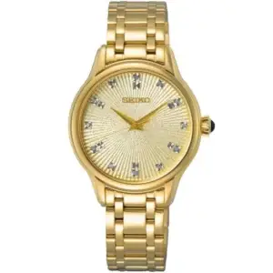 Seiko Ladies Yellow Gold Plated Sparkle SRZ552P