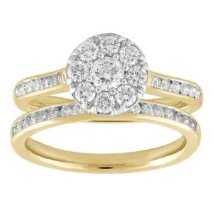 9ct Yellow Gold Diamond Band Bridle Set