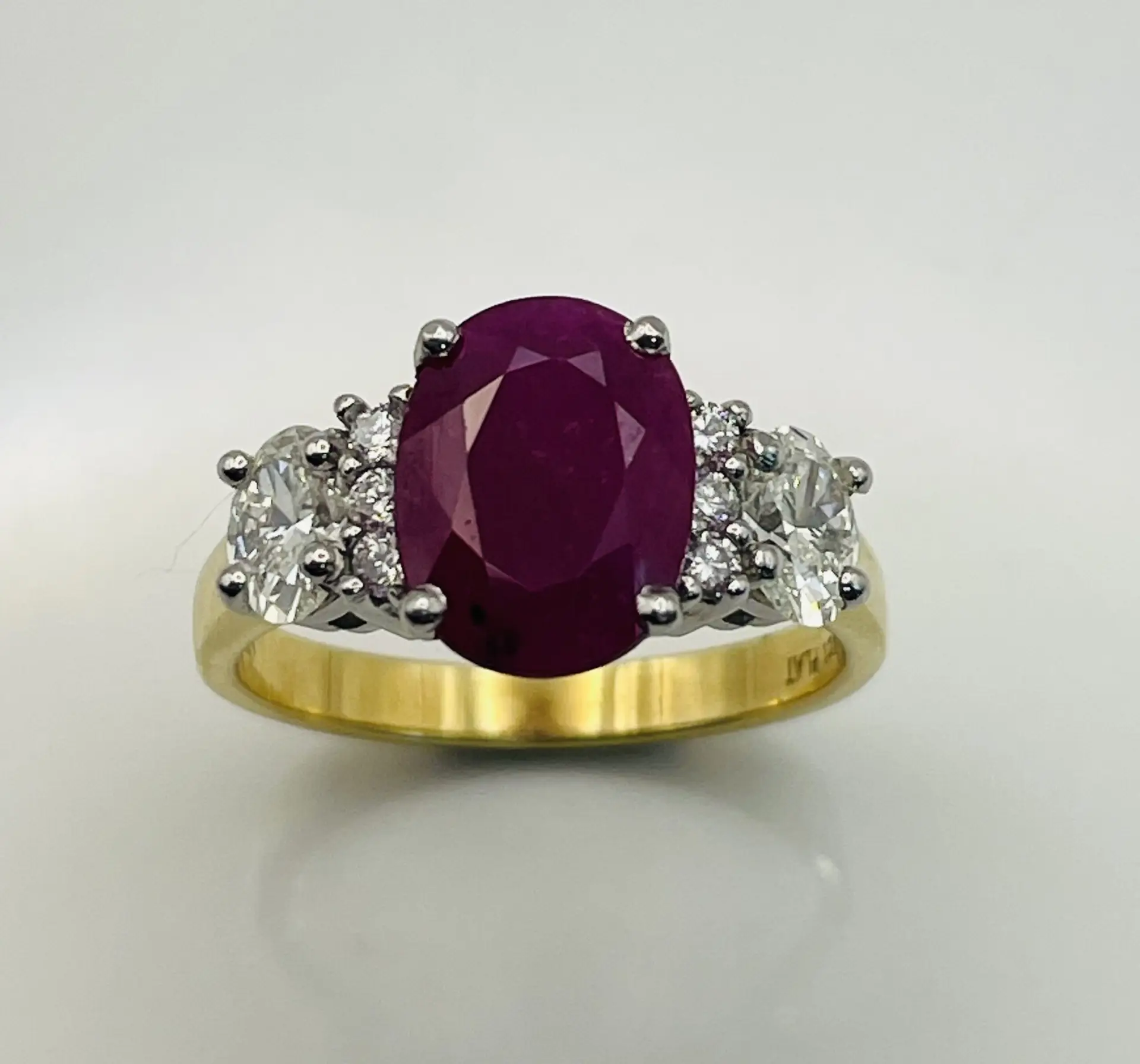 18ct Yellow Gold Ruby & 9 Diamond Ring - Grieve Diamond Jeweller