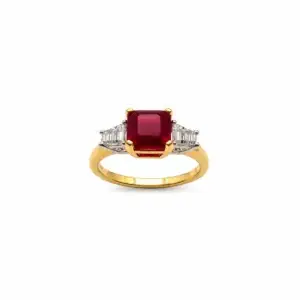18ct Yellow Gold Ruby & Lab Diamond Ring 1.20ct TDW