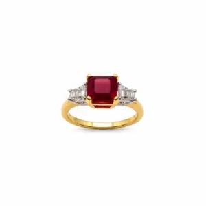 18ct Yellow Gold Ruby & Lab Diamond Ring 1.20ct TDW