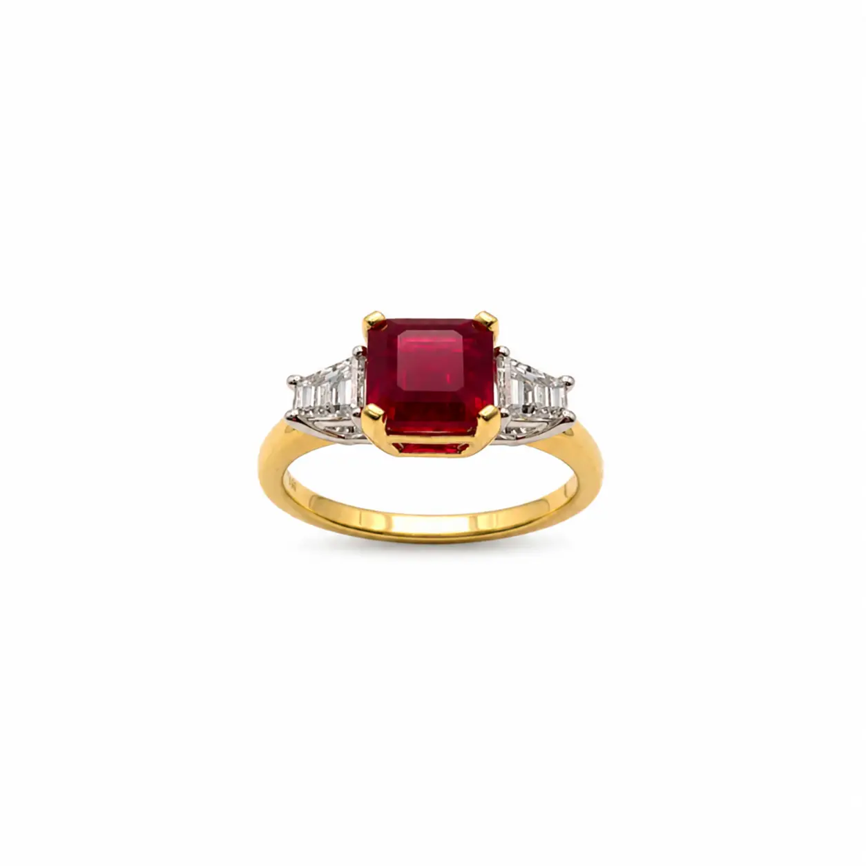 18ct Yellow Gold Ruby & Lab Diamond Ring 1.20ct TDW