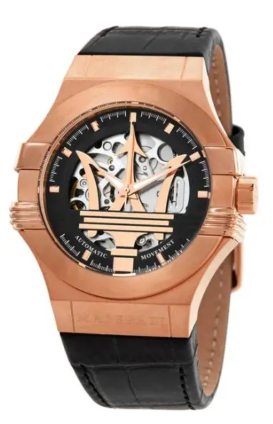 Maserati Potenza Automatic Black Skeleton Dial