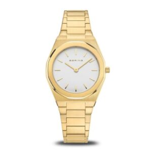 Bering Ladies Yellow Gold-Plated Bracelet White Dial Watch