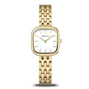 Bering Ladies Yellow Gold-Tone Square Stainless Steel Watch