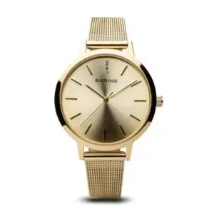 Bering Ladies Yellow Gold-Tone Mesh Bracelet Watch