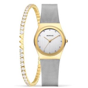 Bering Ladies Bi-Tone Watch & Tennis Bracelet Gift Set