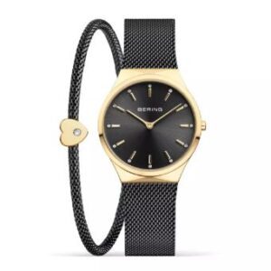 Bering Ladies Black Dial Watch with Bracelet Gift Set