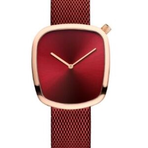 Bering Ladies Yellow Gold-Plated Red Square Watch