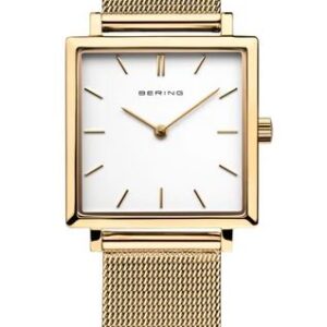 Bering Ladies Yellow Gold Plated Square White Dial Watch