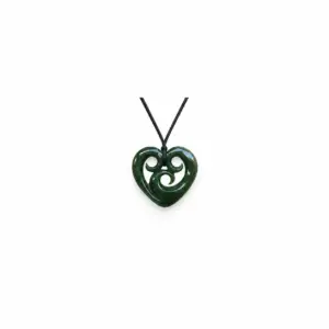 Triple Heart Koru Greenstone Pendant