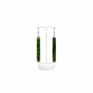 Long Greenstone Matt Hook Earrings