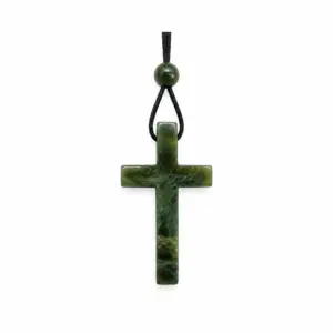 Greenstone Cross Pendant on Cord