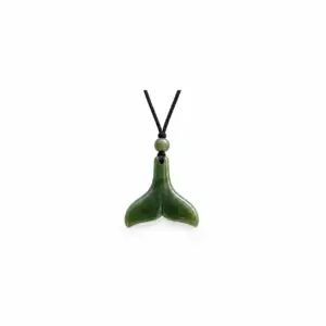 Greenstone Whale Tail Pendant on Cord