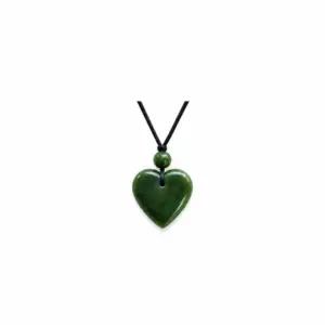 Greenstone Heart Pendant on Cord
