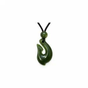 Greenstone Fishhook (Hei Matau) Pendant on Cord